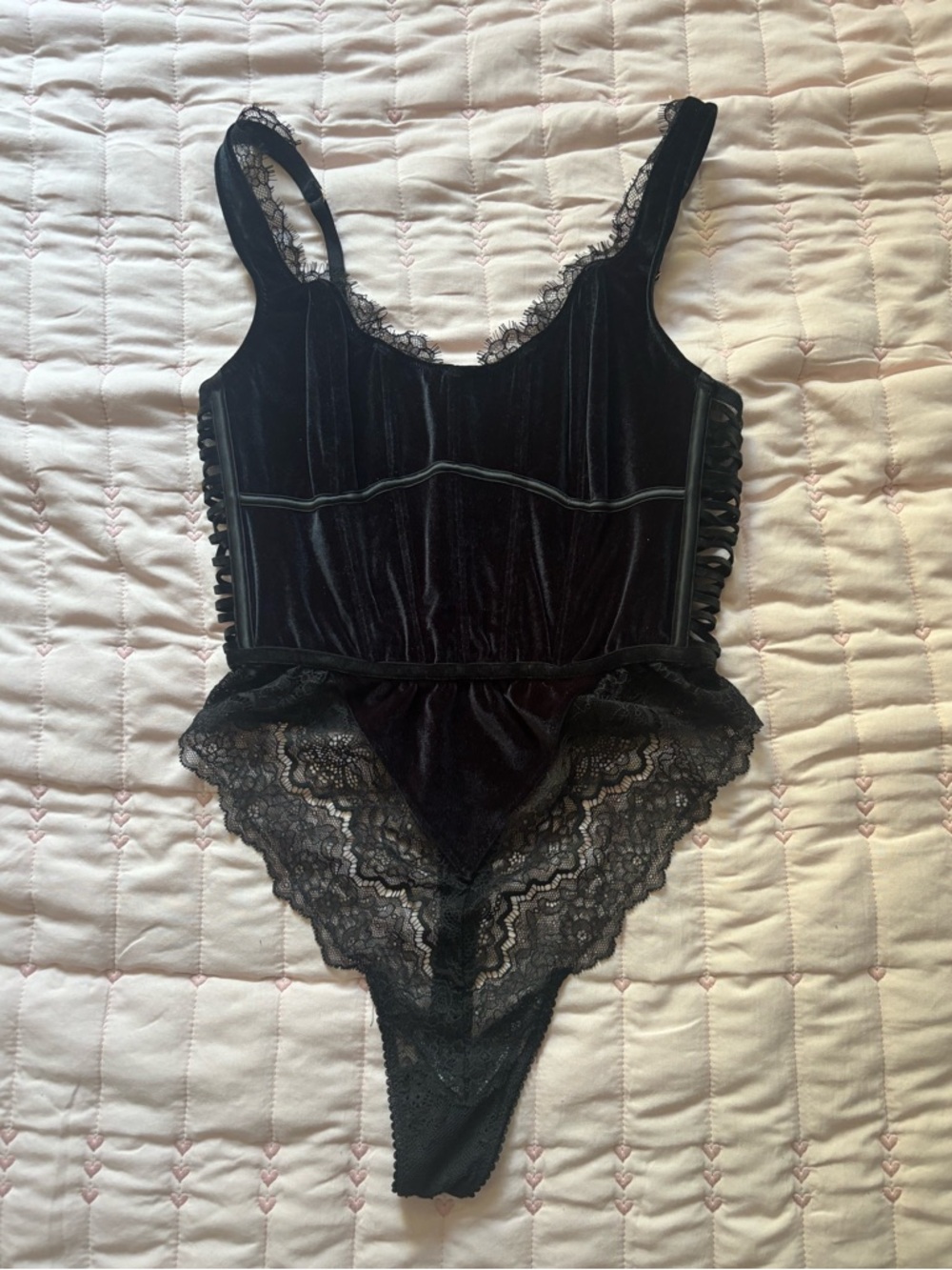 Victoria's Secret Black Velvet & Lace Teddy